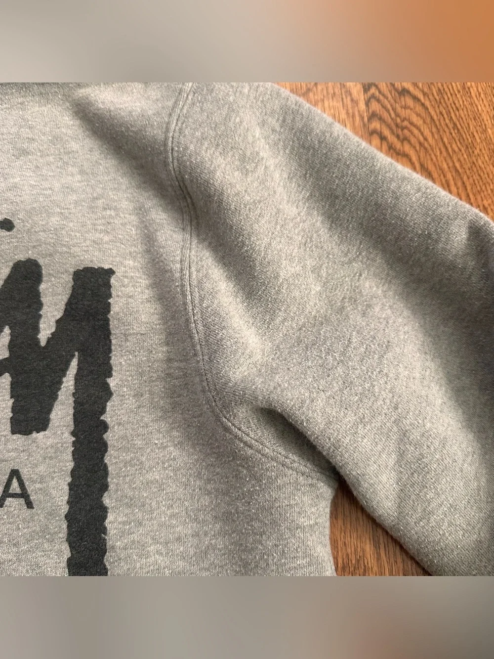 Stussy Gray Crewneck Sweatshirt with Black Logo graphic size small made in USA